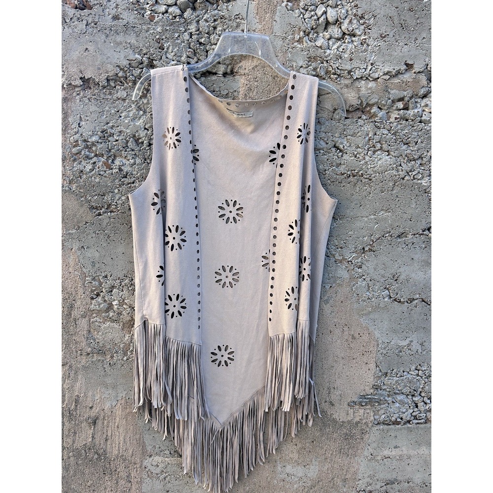 Western Fringe Vest Rockabilly Ariat Rodeo Floral Sierra Ferrell Festival Sz M - Picture 2 of 7